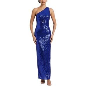Mac Duggal 10905 Sequined Backless Long Column Evening Gown Purple Size 4 Dress